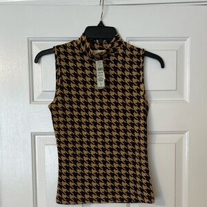 Brown and tan metallic shirt. Cache, never worn tags included